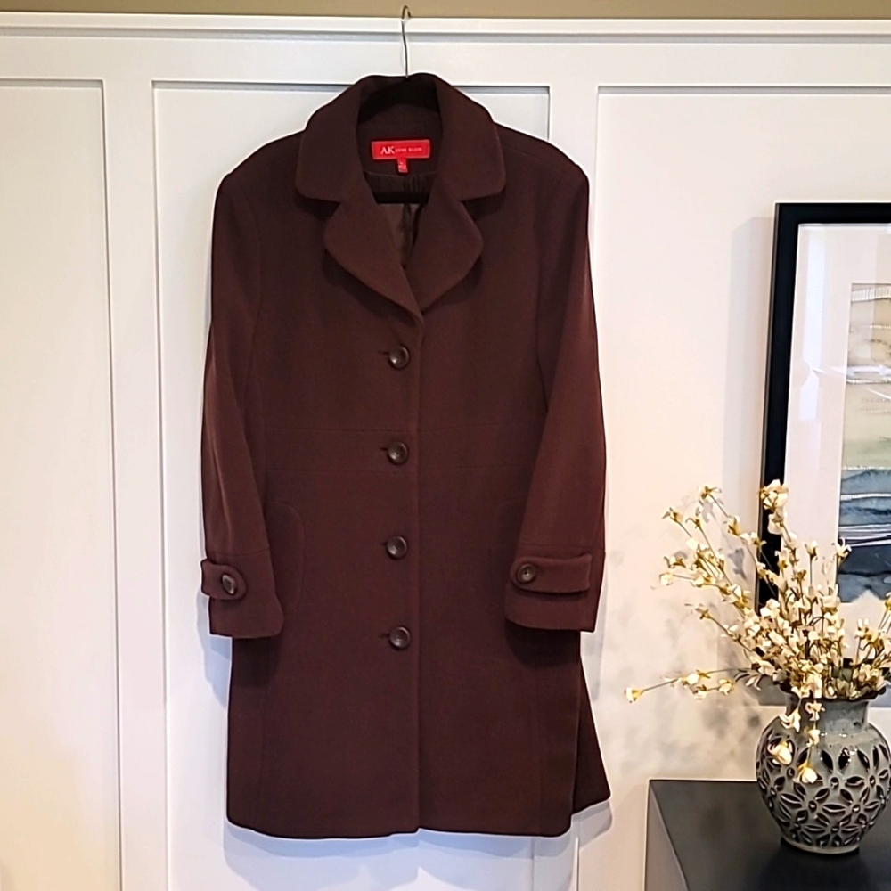 Anne Klein XL Cholate Brown Wool Car Coat